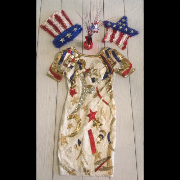 Niteline Dresses & Skirts - VTG Nite Line Sz 4 4th Of July Sequin/Beaded Dress